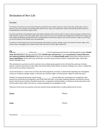 natural birth record (template)